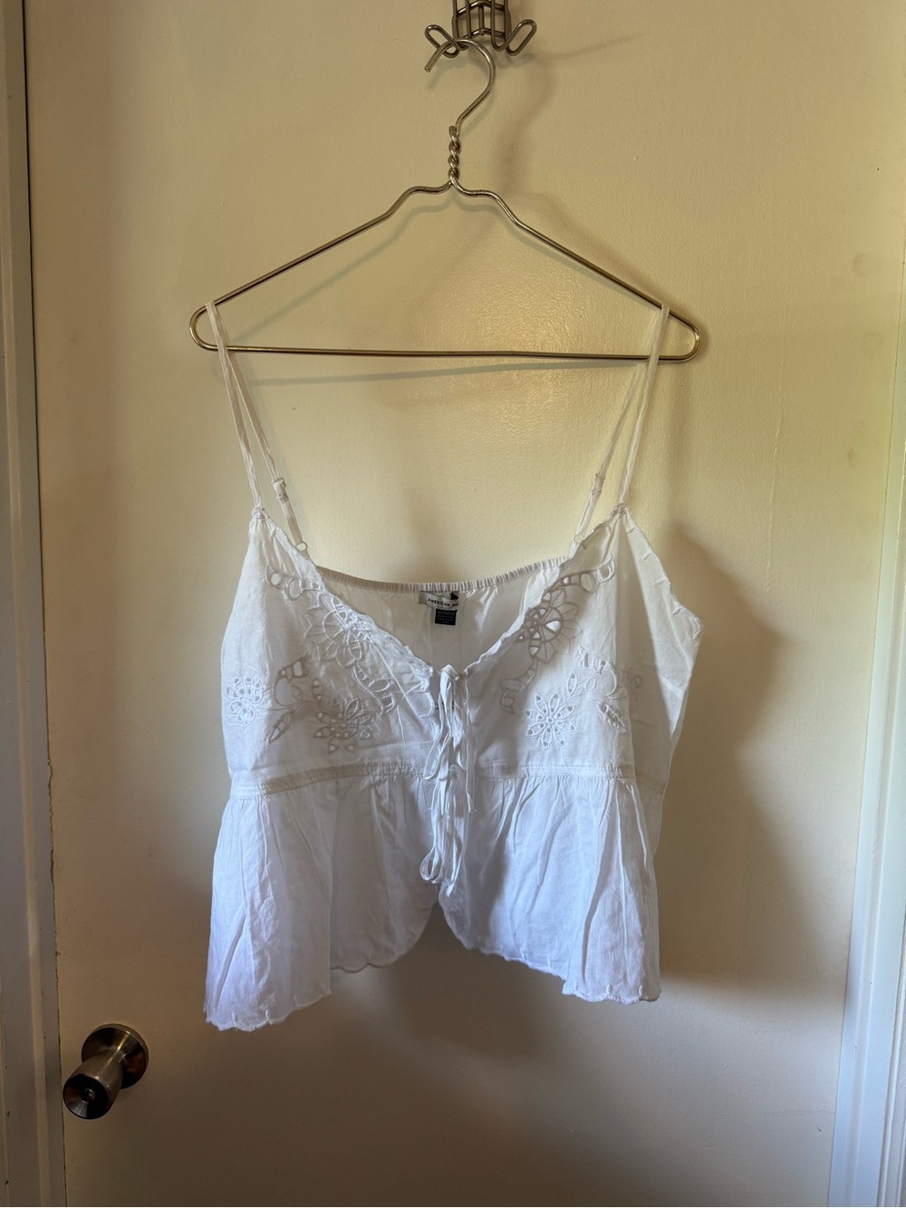 American Eagle Outfitters White Tie-Front Cami